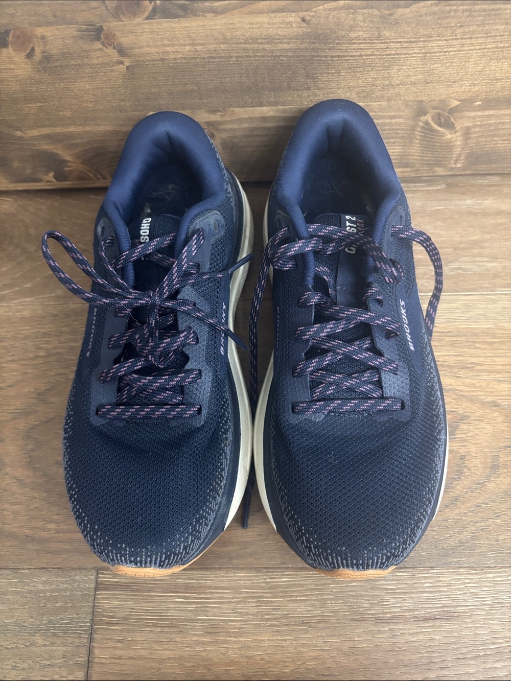 Brooks Women’s Navy and Pink-Accent Running Sneakers